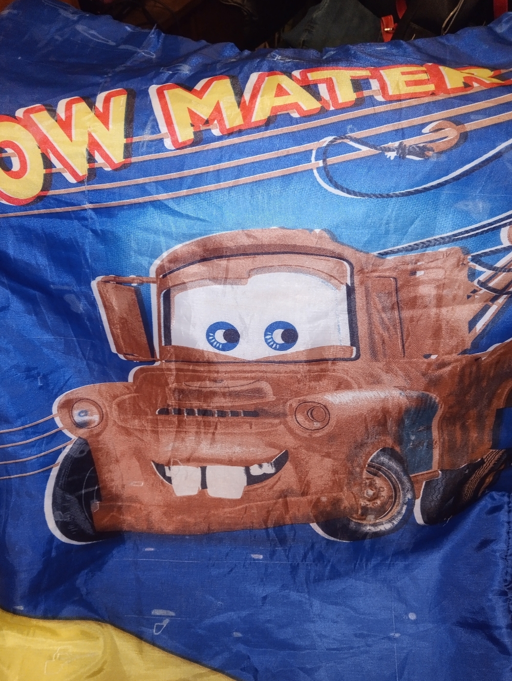 Vintage Disney Pixar Cars Tow Mater & Lightning McQueen Kids Sleeping Bag Zip Up